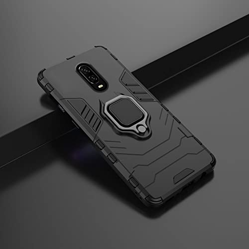 Image of Pikkme D5 Tough Armor Bumper Back Cover Case for Oneplus 7 |Ring Holder & Kickstand in-Built (Black)