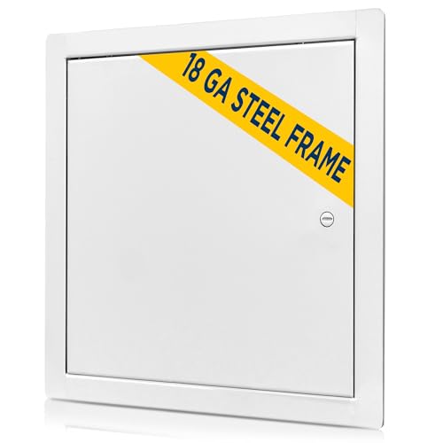 BOZZON Access Panel for Drywall 10 x 10 inch Metal Door with Screwdriver Latch 18 GA Steel Frame Wall Hole Cover Plumbing Access Door White