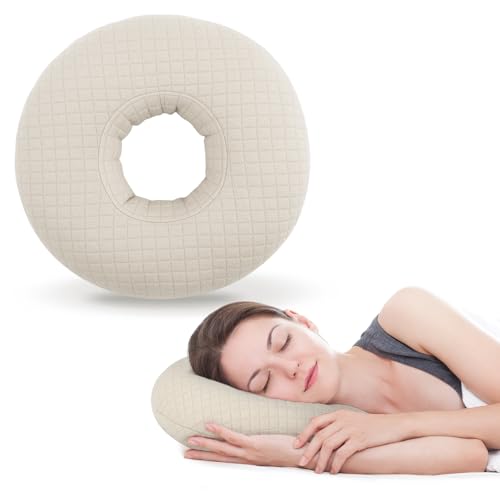 Ear Piercing Pillow for Side Sleepers, Ear Pillows with Holes for Pain, Earring Inflammation Pressure Sores, Cotton Earring Pillow for CNH Side Sleepers
