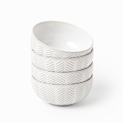 FOBENTA 26 oz Lena Ceramic Soup Bowls Set of 4 - Perfect for Pasta,Salad,Soup,Cereal,and Dessert,Microwave,Oven,and Dishwasher Safe-For Breakfast,Lunch and Dinner,Wedding Gift