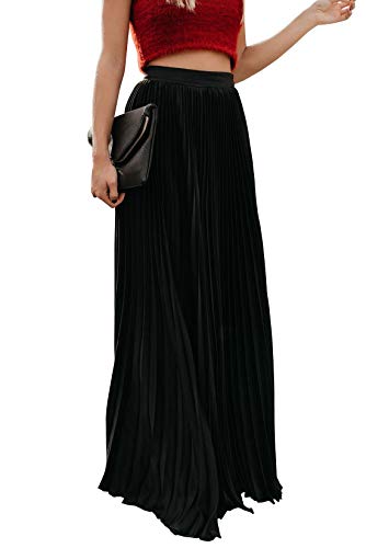 Image of ebossy Women's High Waist Flowy Pleated Chiffon Maxi Skirt