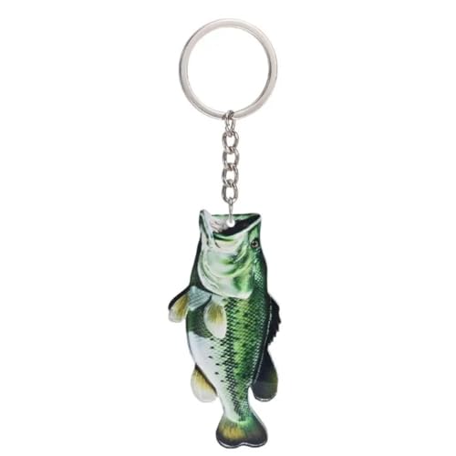 TengRiah Fish Keychain Sea Bass Fishing Keychains Cool Birthday Gift