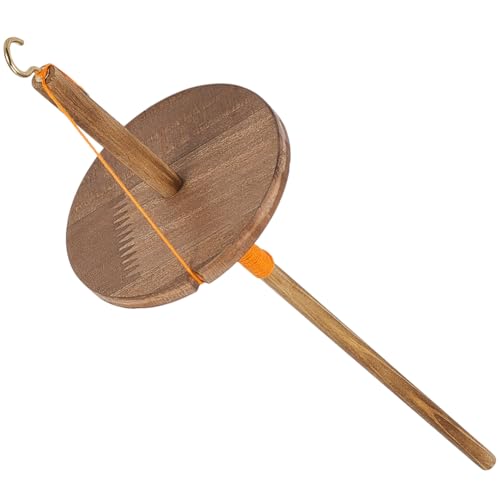BENECREAT Drop Spindle Top Whorl Spinner Wheel Tool Yarn Wooden Weaving Spindle Whorl Yarn Spin Tool for Beginners DIY Spinning Crafts Supply (3.54x9.84inch Round)