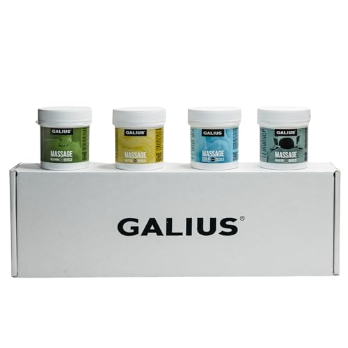 Galius - Pack de 4 Aceites Corporales Sólidos para Masaje 100ml - Aceite Masaje Efecto Frío, Neutro, Relajante, de Romero - Aceites Esenciales - Ideal para Profesionales y Deportistas - No Mancha Ropa