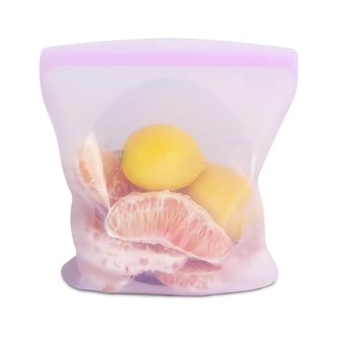 Jovilife Reusable Silicone Food Container Double Sealed Leakproof Food Storage Bag 2500ml Reusable Sandwich Bags Reusable Silicone Containers for Food Storage, Freezer, Microwave(PURPLE) Cover