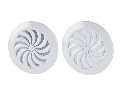 Rejilla de ventilación circular de 110 mm con persiana ajustable y mosquitera/malla/red redonda T95a