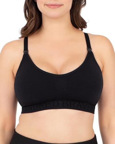 Kindred Bravely Sublime Nursing Sports Bras for Breastfeeding, Soft & Stretchy Maternity Bra (Black, Large)