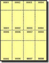 2,000 Label Outfitters® Pre Numbered Laser or Inkjet Printable Raffle, Event, or Other Tickets with Numbered Stub, Yellow