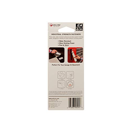 Image of VELCRO Brand - Industrial Strength | Indoor & Outdoor Use | Superior Holding Power on Smooth Surfaces | Size 4ft x 2in | Tape, White - Pack of 4