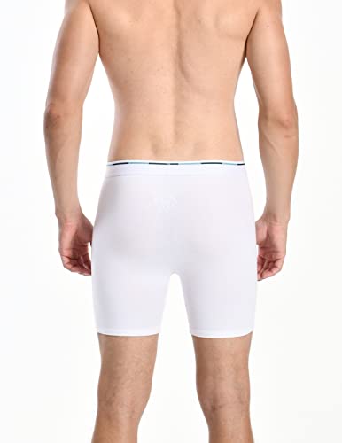 Comfneat Men's 6-Pack Boxer Briefs Cotton Spandex S-Xxl Soft Tag Free Underwear (All-White Pack-6, Xxl) #TOP3