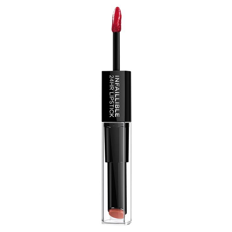 Miniatura 2 de L'Oreal Paris Pintalabios Permanente de Larga Duración Infalible 24H Lipstick, Color Rojo Tono 506 Infalible (Paquete de 2)