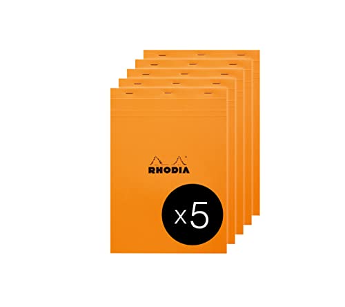 RHODIA 18200C - Bloc-Notes Agrafé N°18 Orange - A4 - Petits Carreaux - 80 Feuilles Détachables - Papier Clairefontaine 80 g/m² - Couverture en Carte...