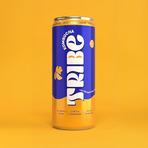 Image of Tribe Kombucha Probiotic Super Drink | Supports Gut Health | Gluten-Free | Naturally Fermented | Super Refreshing | Gut Friendly | Improves Blood Sugar | Antioxidant and Hydration | No Added Sugar | 250 ML X 6 (ZESTY GINGERADE + HIII BISCUS)