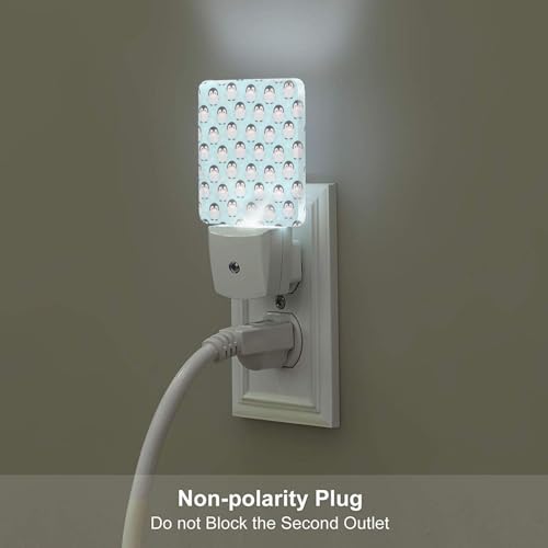Image of Cute Cartoon Night Light 2-Pack, Auto Sensor LED Plug-in Emergency Nightlights Set of 2 for Bedroom Kitchen Bathroom Toilet