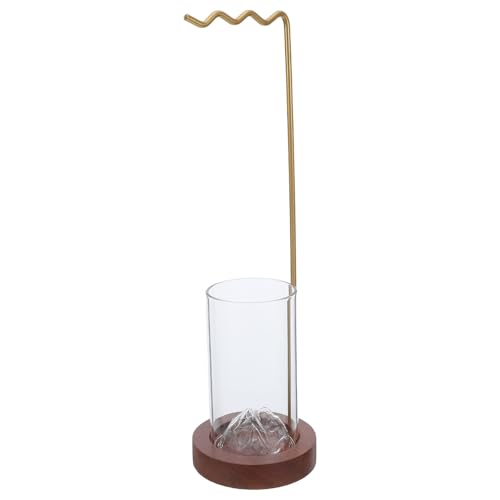 BESTonZON Soporte de Pinceles de Caligrafía de Madera Maciza con Colgador de Hierro Dorado y Lavador Integrado, Organizador para Escritorio Artístico, Adecuado para Artistas y Estudiantes