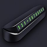 Placa de visualización temporal de números de coche con tecla de presión para cambiar el número de teléfono, material ABS resistente al calor, adhesivo para número de cajón (negro)
