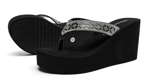 Rhinestone Wedge Sandals for Women Platform Flip Flops Wedge flip flops Wedding shoes Wedge Heels for Women Dressy2