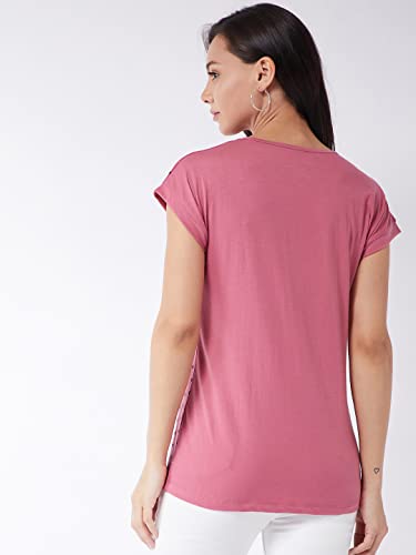 Image of Modeve Women Printed Cotton Blend Half Sleeve Round Neck T-Shirt for Summer