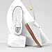 JACKSHIBO Women's Ribbon Lace-Up Fashion Sneakers Classic Retro Gum Sole Non Slip Tennis Walking Shoes Arch Support Orthopedic Leather Low Top Lace Casual Skate Shoes with Memory Foam White Size 7.5