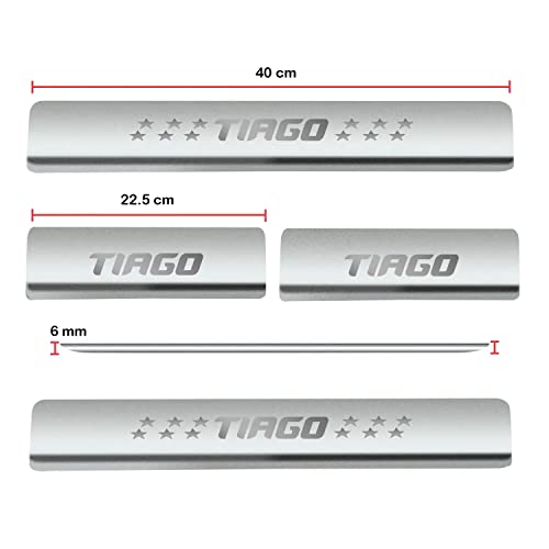 Image of AC Door Sill /Foot Step Stainless Steel Scuff Plate Plates Compatible with TataTiago (Set of 4 Pcs)