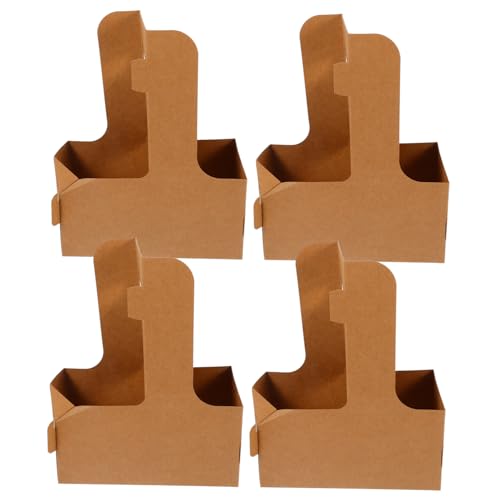 Unomor 10pcs Portable Cup Holder Holders Coffee Drink Carrier with Handle Caddy Reusable Drink Carrier Handles Tea Mug Milk 2-Cup Cupholder Serving Drink Carriers Khaki Paper