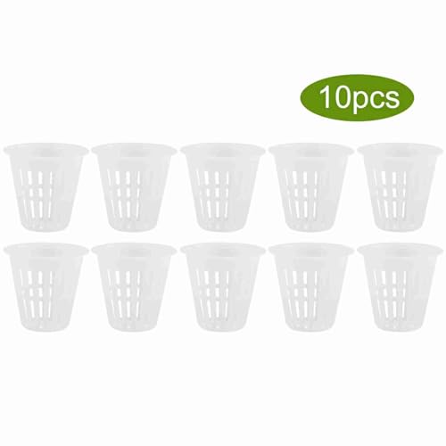 Fydun Hydroponic Basket, 10pcs Plastic Cultivation Planting Basket 10pcs Set Bucket Lid Garden Flower Pots Hydroponic Soilless 5.5cm Net Cups Plastic Net Cups Cup Plant (White) - Image 6