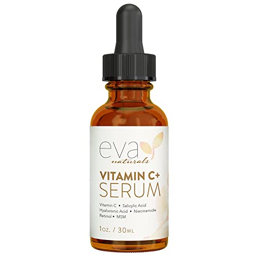 Eva Naturals Vitamin C Serum Plus 2% Retinol, 3.5% Niacinamide, 5% Hyaluronic Acid, 2% Salicylic Acid, 10% MSM, 20% Vitamin...