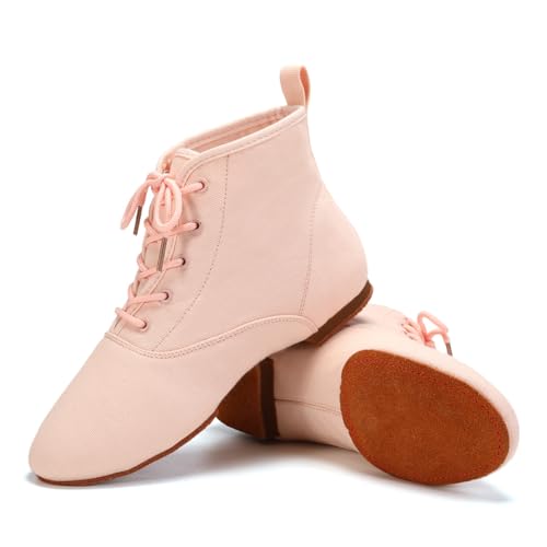 Jazz Dance Boots for Women Canvas Lace-up Ballroom Dance Flat Boots Practice Dancing Shoes4