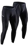 DEVOPS 2 Pack Men's Compression Pants Athletic Leggings with Pocket (Medium, Black/Black)