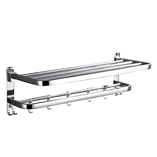 Toallero de baño de acero inoxidable con estante de pared de 60 cm 2