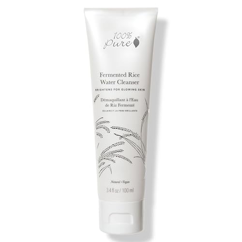 100% PURE Fermented Rice Water Cleanser, Face Wash, Skin Care For All Skin Types, Daily Makeup Remover, Natural Face Wash for Clear Skin – 3.4 Fl Oz