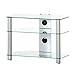 RO&CO - Mueble TV con Ruedas. 70 cms de Ancho y 3 estantes. Vidrio Transparente/Chasis Color Gris. Ref. M-703 TG