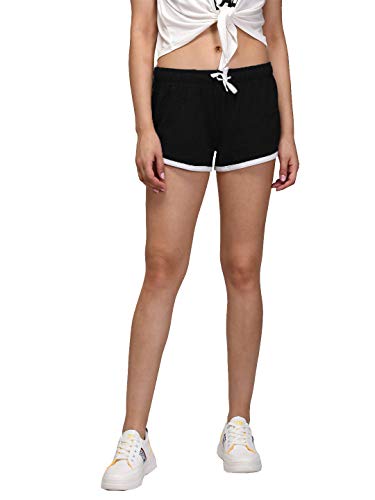 Image of KOTTY Black Plain Women Night Shorts (Black,26)
