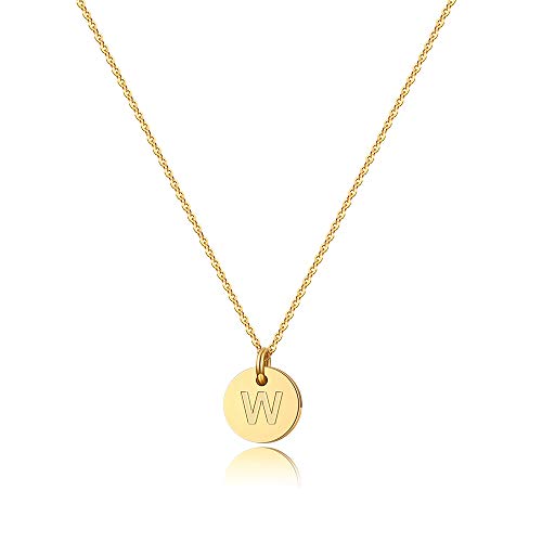 Turandoss Letter Initial Necklaces for Women - 14K Gold Filled Disc Letter Pendant Initial Necklace, Delicate Tiny Initial Necklace for Girls Teens Baby, Best Initial Necklace Gifts for Women
