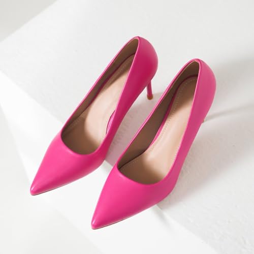 Image of Women's Low Kitten Heel Pumps Classic Fashion Dress Pumps Simple Heeled Shoes for Office Work