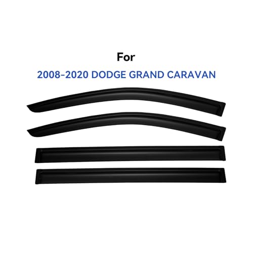 Image of Window Visors Rain Guards for 2008-2020 Dodge Grand Caravan, Out-Channel Window Vent Wind Deflectors Visors Shades for 2008-2016 Chrysler Town Country, 2009-2012 Volkswagen (VW) Routan