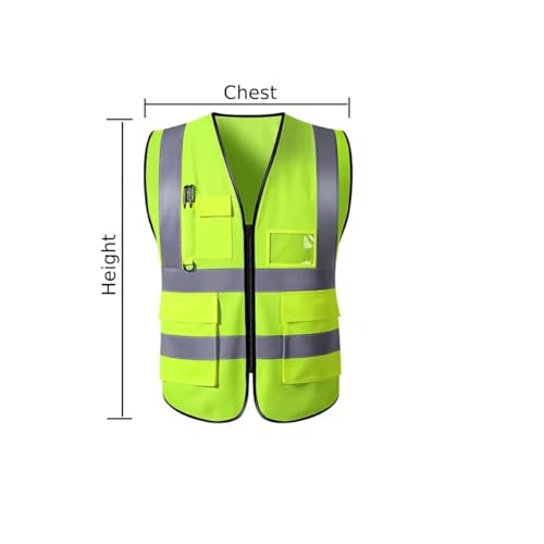 YU WELL Reflective Safety Vests High Visibility Breathable Day Night Warning Jacket with Zipper and 5 Pockets for Construction,Traffic,Cycling Safety purpose