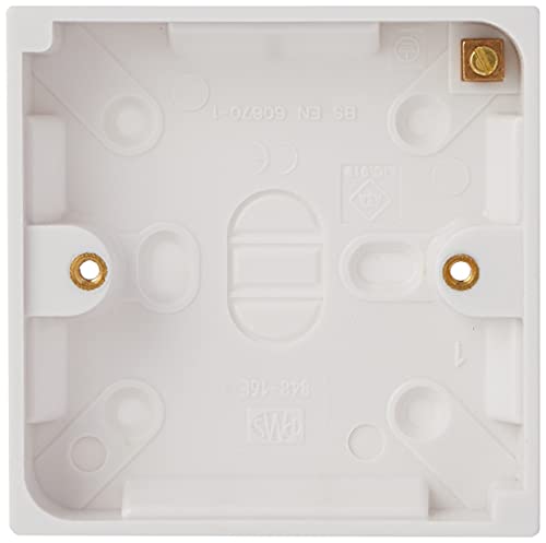 Merriway BH02625 Moulded Light Switch Surface Pattress Box 1 Gang Single - 16mm (5/8 inch) Depth , White