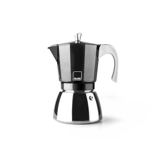 IBILI - Cafetera express Elba Black, 3 tazas, 150 ml, Aluminio fundido, Base de Acero Inoxidable, con reductor para 2 tazas Apto para inducción IBILI - Cafetera express Elba Black, 3 tazas, 150 ml, Aluminio fundido, Base de Acero Inoxidable, con reductor para 2 tazas Apto para inducción