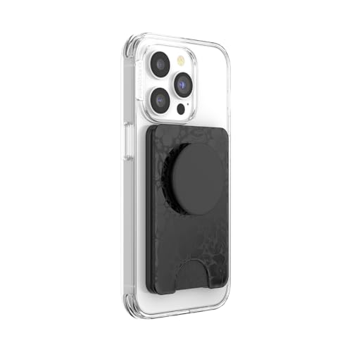 Image of PopSockets Phone Wallet for MagSafe, Phone Card Holder with Grip, Black - Laced