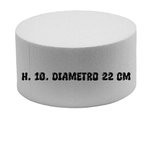 Base Rotonda in Polistirolo per Torte, 22 cm Diametro x 10 cm Altezza, Bianco