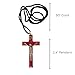 Catholica Shop Cherry Wooden Crucifix Pendant Necklace - Catholic Wear for Men & Women Solid Wood Nylon Cord Prayer Accessory 2.4 Inch Necklace Handcrafted in Brazil With Prayer Card