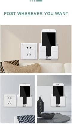 Image of Wall Mounted Mobile Holder Stand | Multi-Purpose Charging Station for Phone, Remote & Accessories | Space Saving Organizer for Bedroom, Living Room & Office | Durable Wall Mount Design