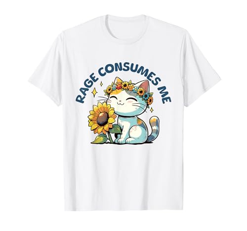 Rage Consumes Me Chat Fleur Mignon Chat Mème T-Shirt