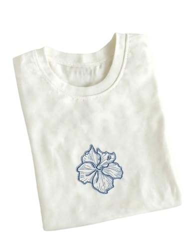 Image of RoseSeek Women's Cute Embroidered Tops Crew Neck Short Sleeve T Shirts
