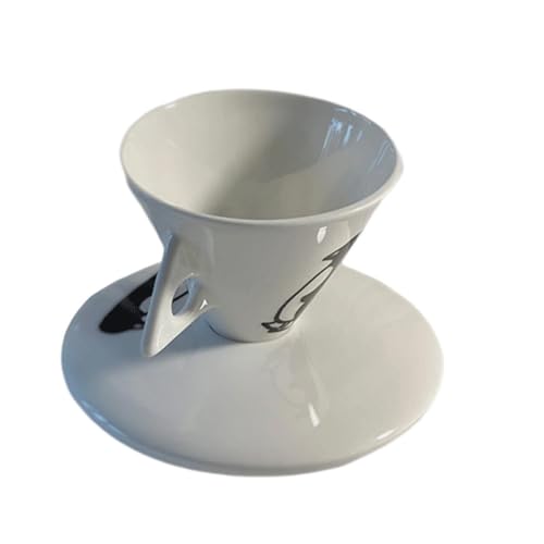 Gatuida Juego de Taza de Café de Porcelana Ósea 60 Ml con Platillo, Diseño Creativo de Pingüino, Taza para Espresso y Té para Hogar y Hotel, Vajilla Cerámica para Desayuno y Bebidas