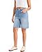 LaiEr Damen High Waist Bermuda Shorts mit Reißverschluss und Knopf,Knielang,Hochelastische Jeans Shorts,Weich und Bequem,Geeignet für Sport,Freizeit,Fitness,Yoga und den Alltag.(Light BlueM)