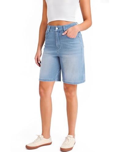 Short en jeans coupe ample contre les frottements avec taille haute stretch