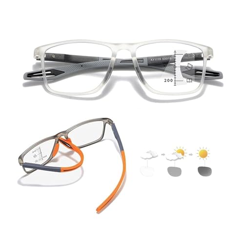 Genérico Gafas Lectura Flexibles Presbicia, Deportiva Unisex Mujeres y Hombres, Gafas de Leer con Filtro Azul Dioptrias, TR90, Gafas de Presbicia Flexibles(Transparent/Gray,0.0 x)