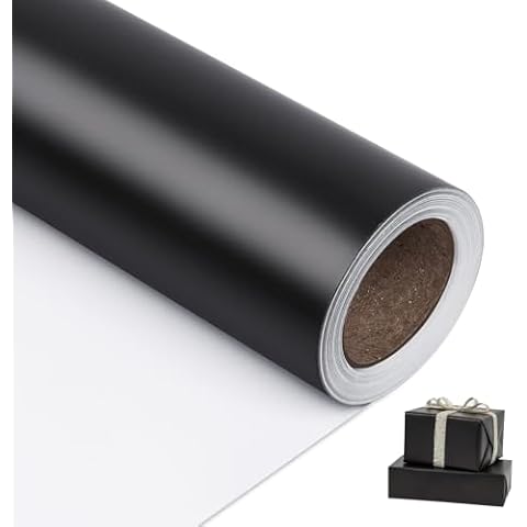 NESCCI Matte Metal Black Wrapping Paper, Solid Color Paper,Gift Wrapping Paper,Perfect for Wedding,Valentine's Day,Birthday, Christmas,Baby Shower,DIY Bouquet (17.5 Inches X 32.8 Feet) Cover
